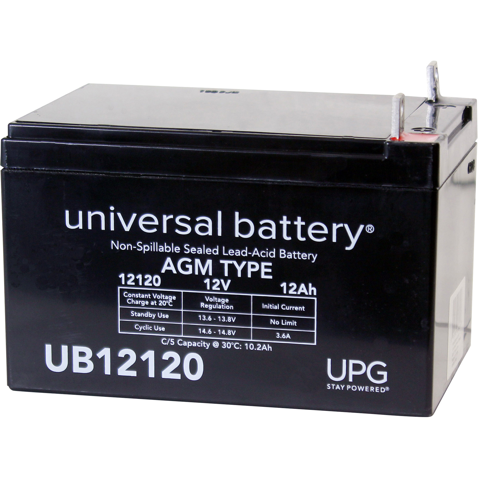 UPG Universal Sealed Lead-Acid Battery, AGM-type, 12V, 12 Amps, Model# UB12120